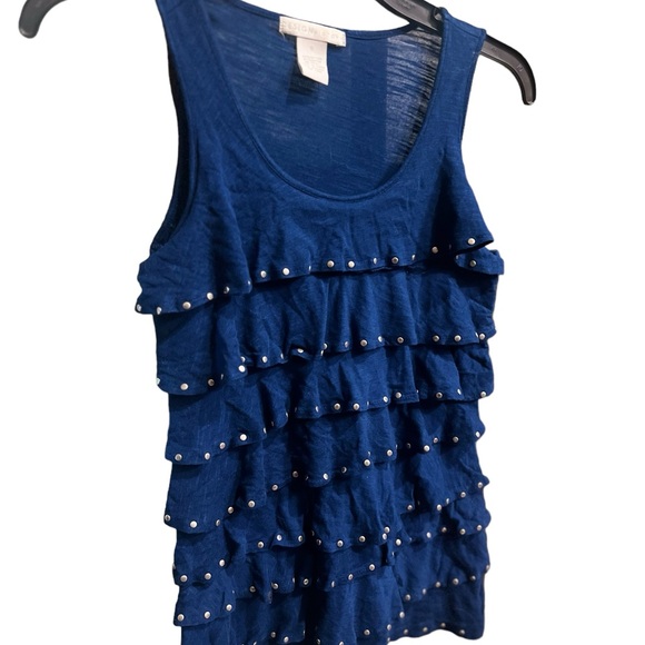 Blue Ruffle Studded Tank Top - Picture 3 of 5